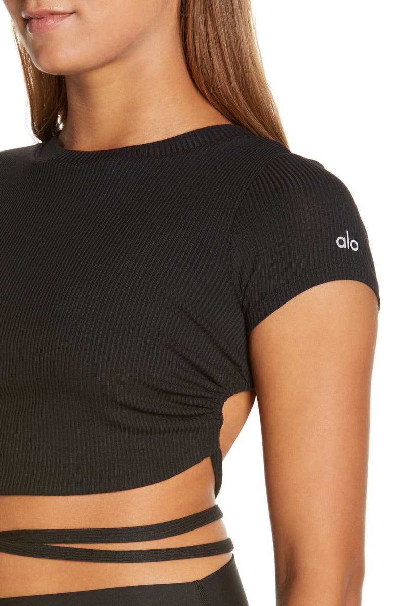 Alo Manifest Rib Wrap Crop Top, Alternate, color, 