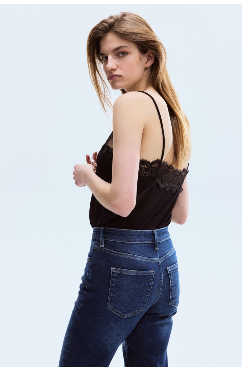 H&M Skinny High Waist Ankle Jeans, Alternate, color, Dark Denim Blue