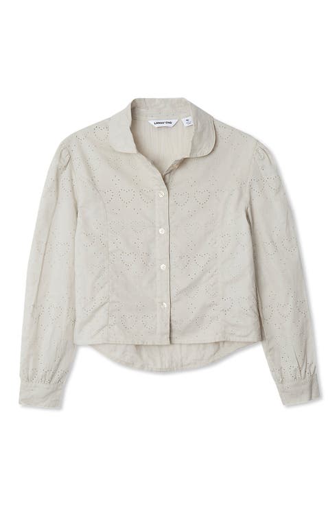 Girls Long Sleeve Woven Hearts Top