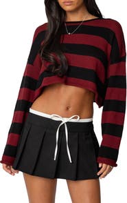 EDIKTED Shyrah Stripe Oversize Knit Crop Top