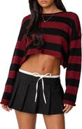 EDIKTED Shyrah Stripe Oversize Knit Crop Top