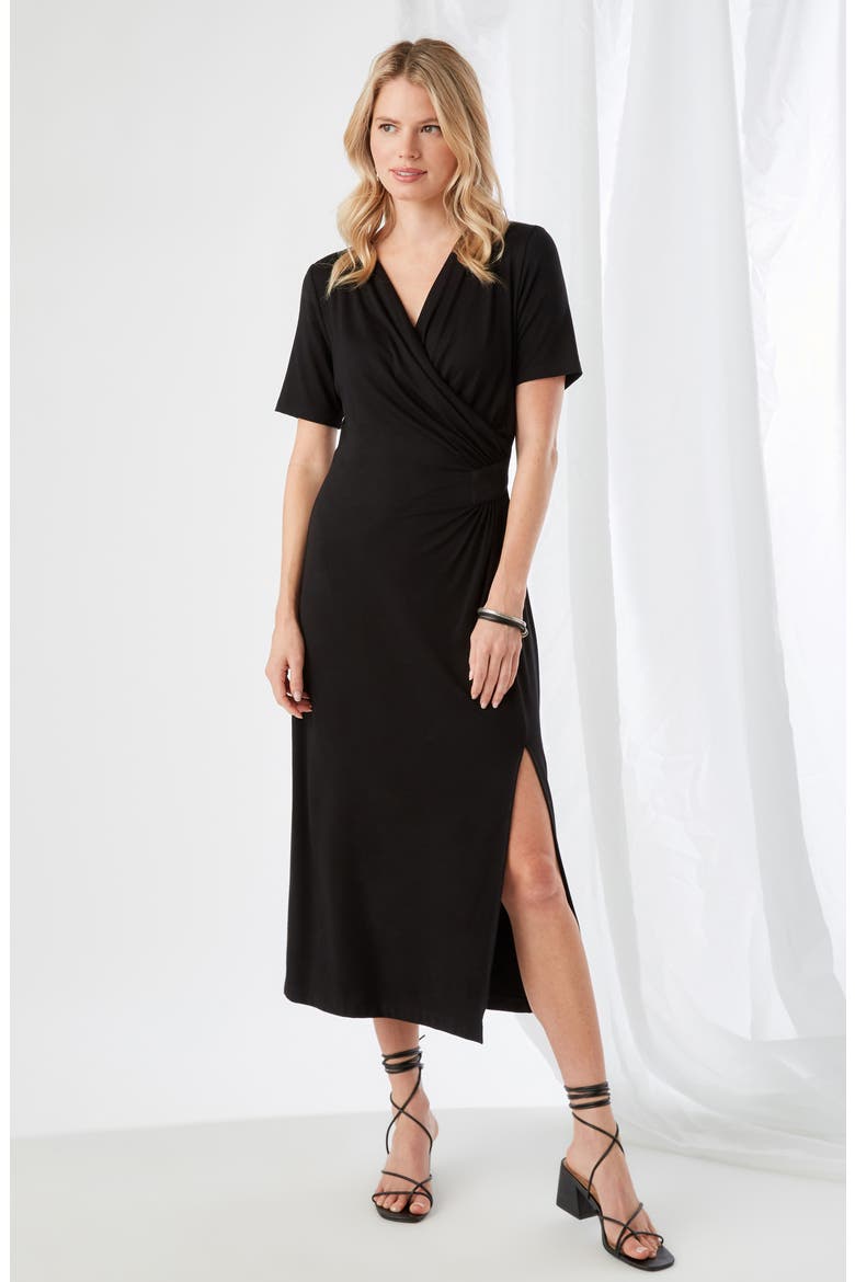 womens jersey wrap dress Boden Women's Carla Jersey Wrap Dress in Black