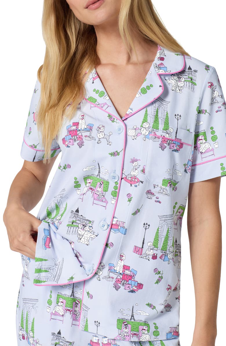 BedHead Pajamas Print Stretch Cotton Jersey Crop Pajamas, Alternate, color, Belle Vie