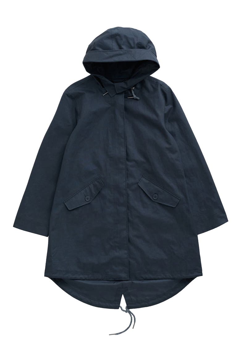 Seafaring Waterproof Linen & Cotton Hooded Coat, Alternate, color, INKWELL