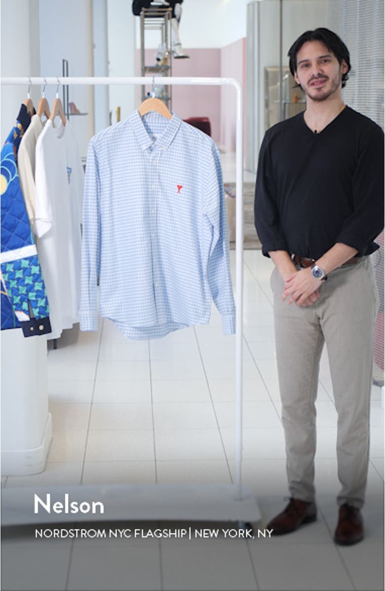 Ami De Coeur Embroidered Gingham Button-Down Shirt, sales video thumbnail