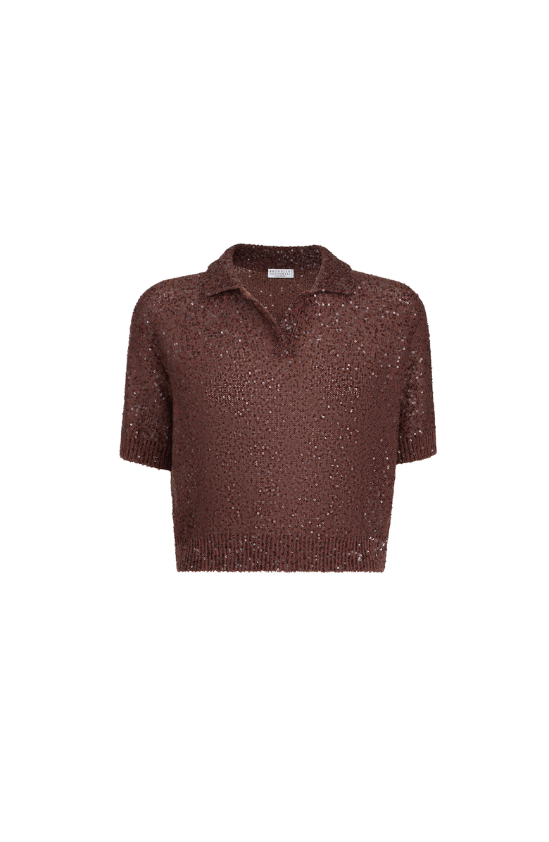 Brunello Cucinelli Polo-style sweater, Alternate, color, Bordeaux