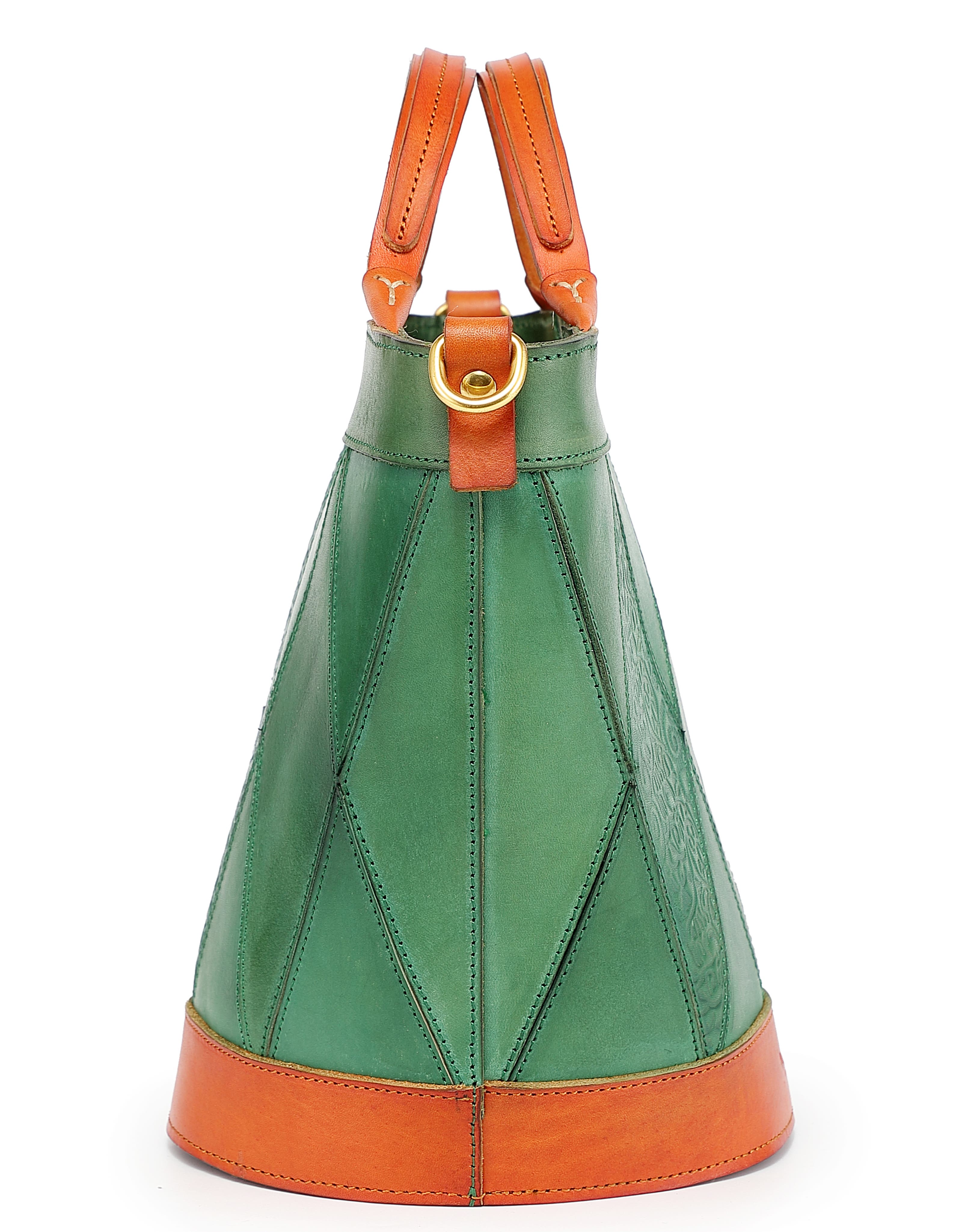 Primrose Genuine Leather Embossed Mini Bucket Tote, Alternate, color, Green