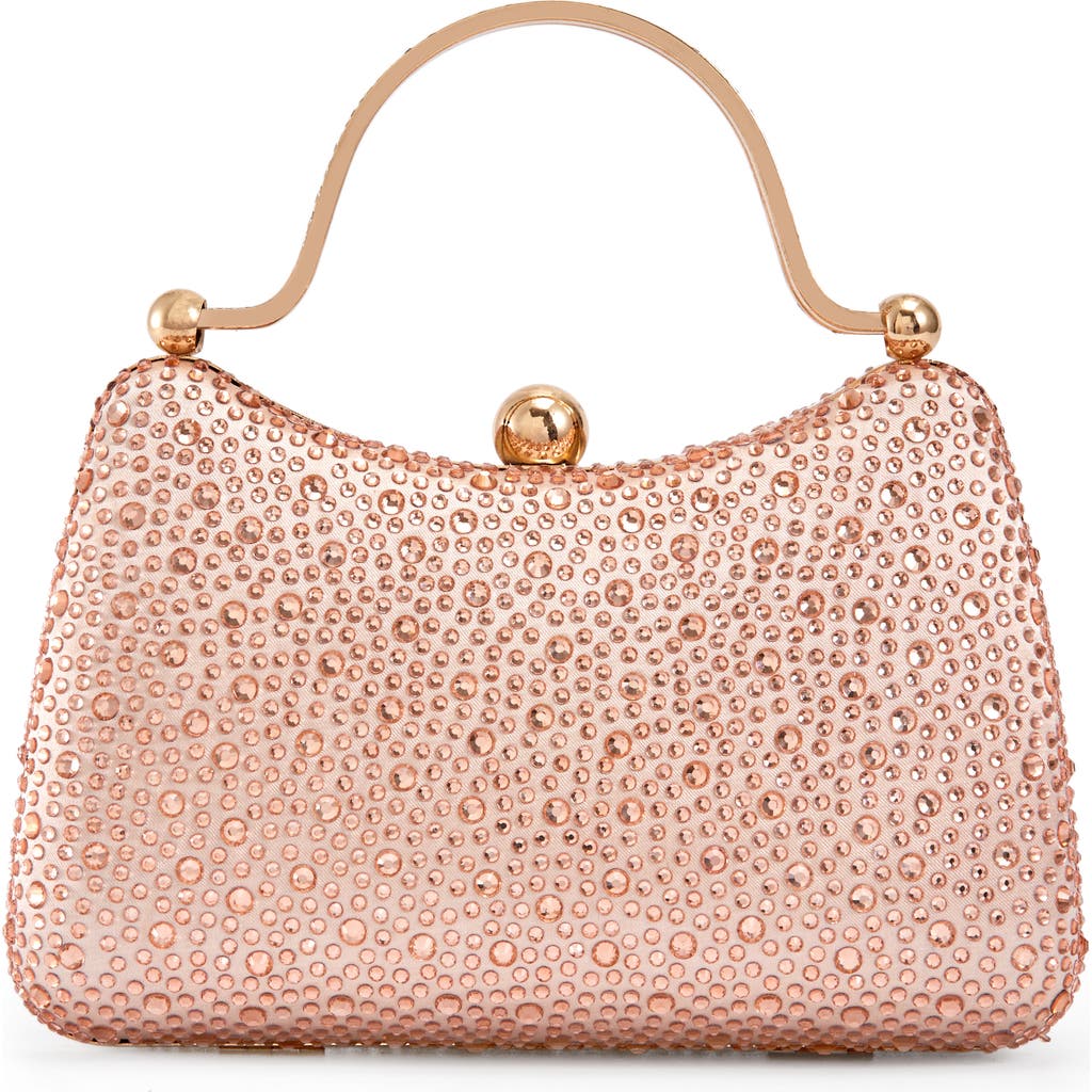 Lady Couture Double Metal Handles Dazzling Evening Handbag In Gold