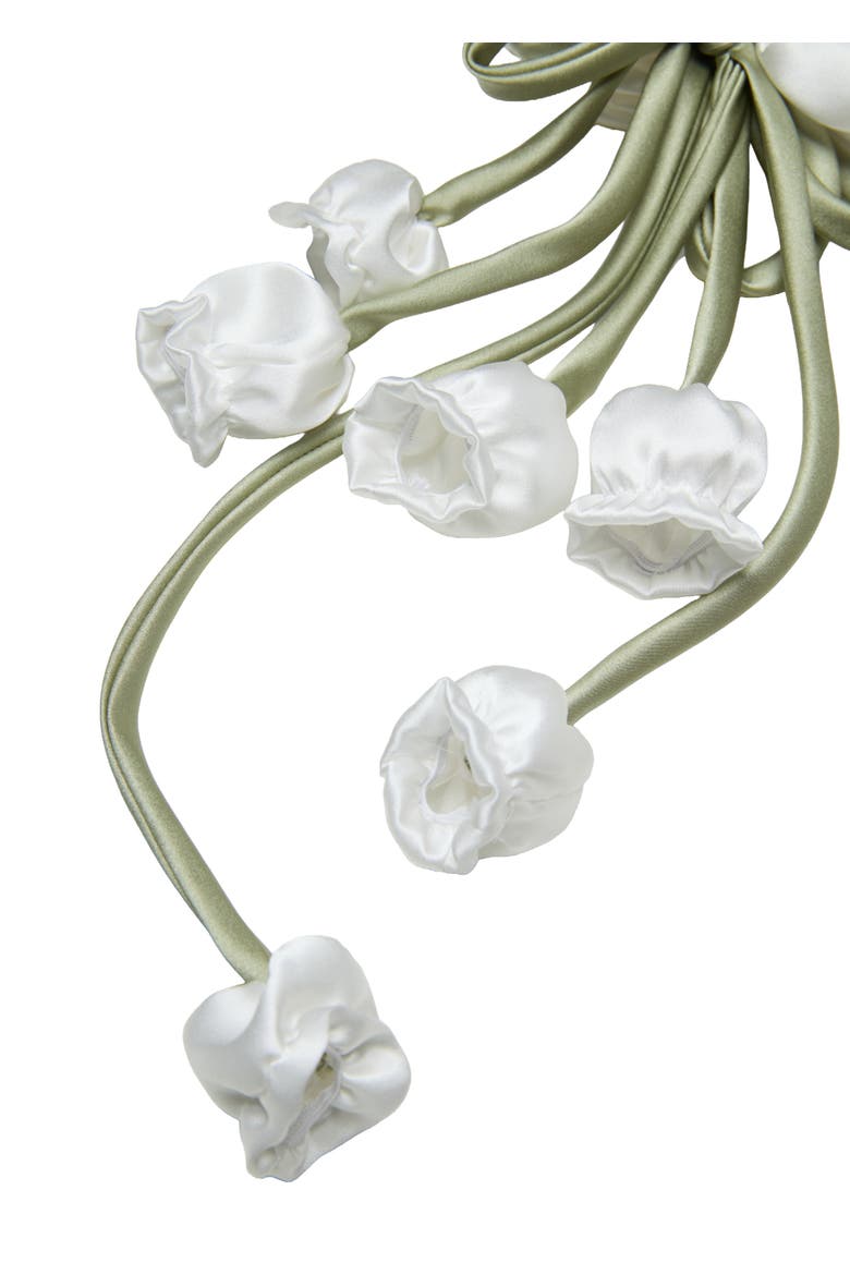 Lily of the Valley Silk Hair Tie Scrunchie, Alternate, color, White
