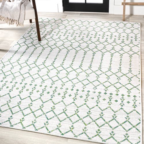 Jonathan Y Ourika Moroccan Geometric Textured Weave Indoor/outdoor Area Rug In Green/ivory