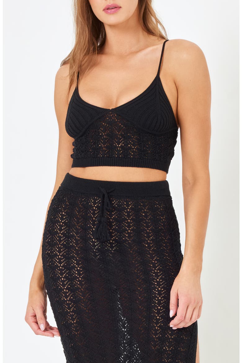 Sweet Talk Open Stitch Cover-Up Top, Main, color, BLACK