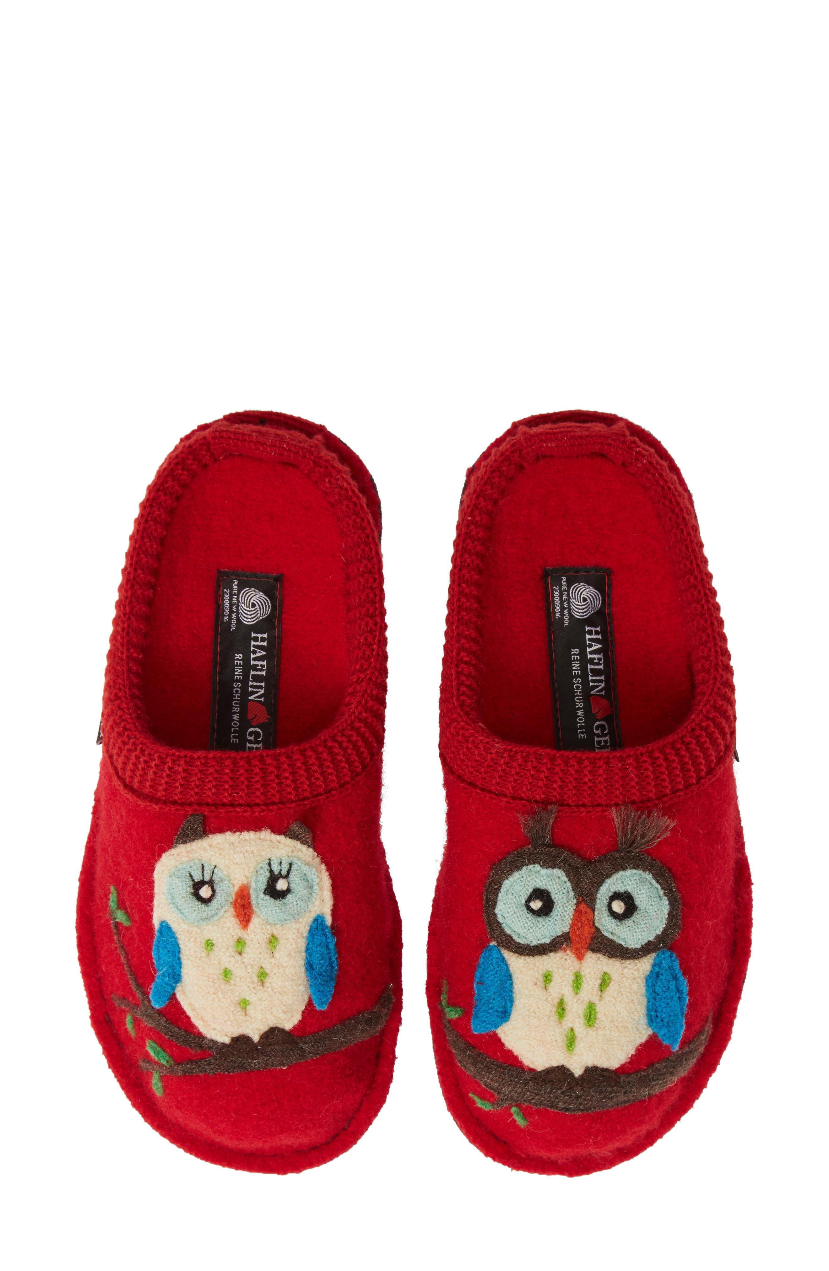 Haflinger Olivia Owl Slippers, Main, color, 