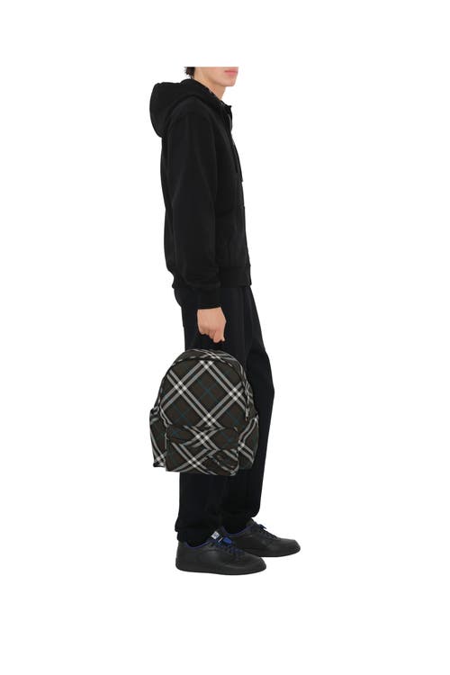 Burberry Check Trim Zip-up Drawstring Hoodie In Black