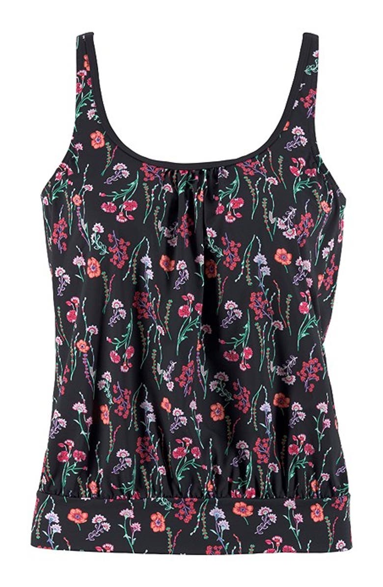 LASCANA Floral Tankini Top, Alternate, color, Black Multi