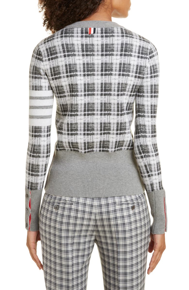 Thom Browne Checked Jacquard Cashmere & Wool Sweater, Alternate, color, 
