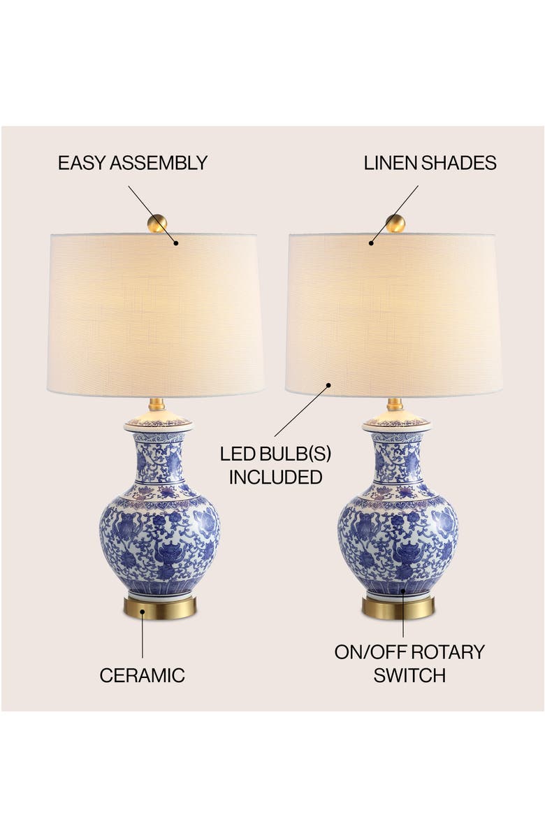 JONATHAN Y Jennifer 25.25" Ceramic/Metal LED Table Lamp, Blue/White, Alternate, color, Blue/White