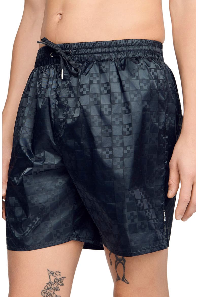 Square Cross swim shorts, Alternate, color, Dark grey