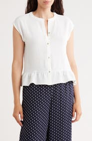 Bobeau Airflow Sleeveless Button-Up Top
