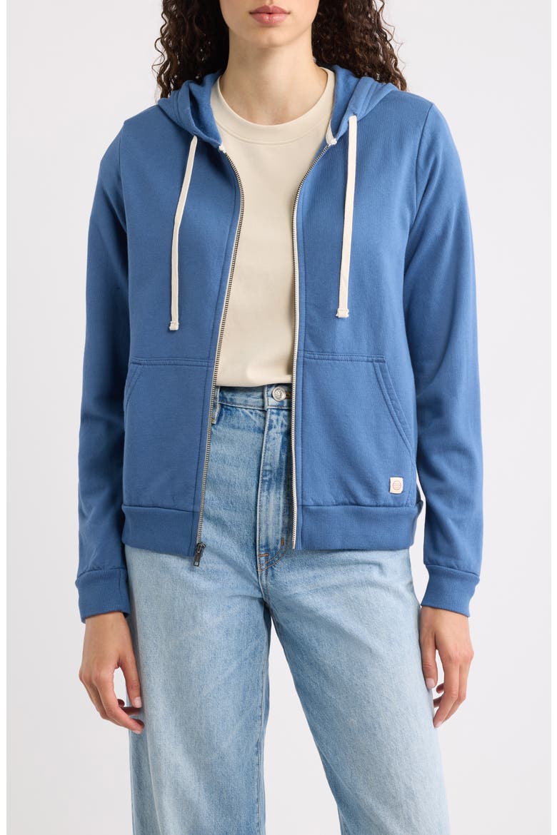 Afternoon Cotton Blend Zip Front Hoodie, Main, color, FADED NAVY