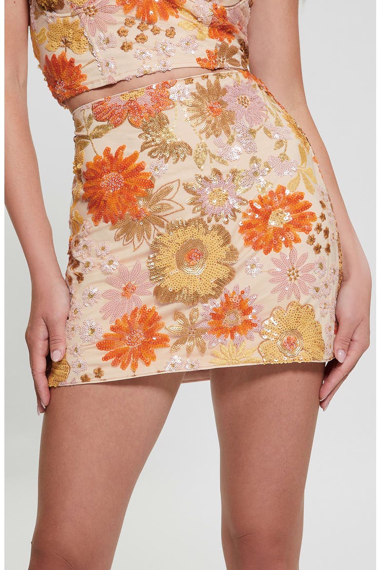 Fia Floral Sequin Miniskirt, Alternate, color, SATIN ROSE MULTI