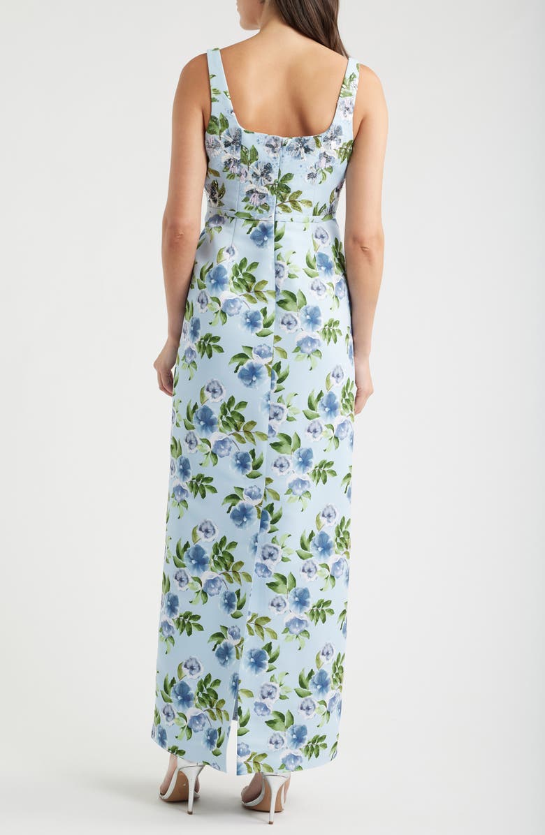 SACHIN BABI Lana Sequin Detail Floral Pencil Gown, Alternate, color, Sky Blue Morning Glory