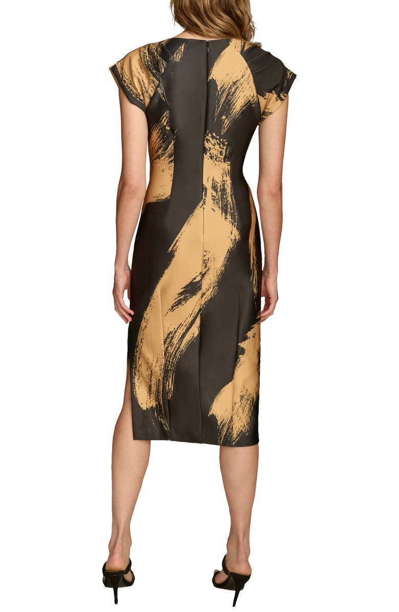 Donna Karan New York Pleated Sheath Cocktail Dress, Alternate, color, Black/ Gold