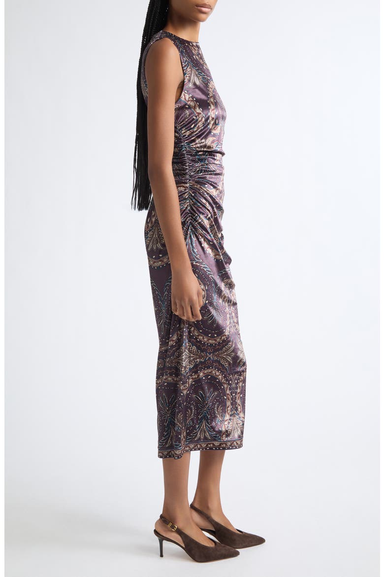 Charissa Ruched Sleeveless Dress, Alternate, color, DARK EGGPLANT MULTI