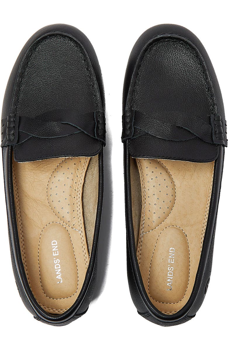 Lands' End Comfort Leather Slip On Loafer Shoes, Alternate, color, Black