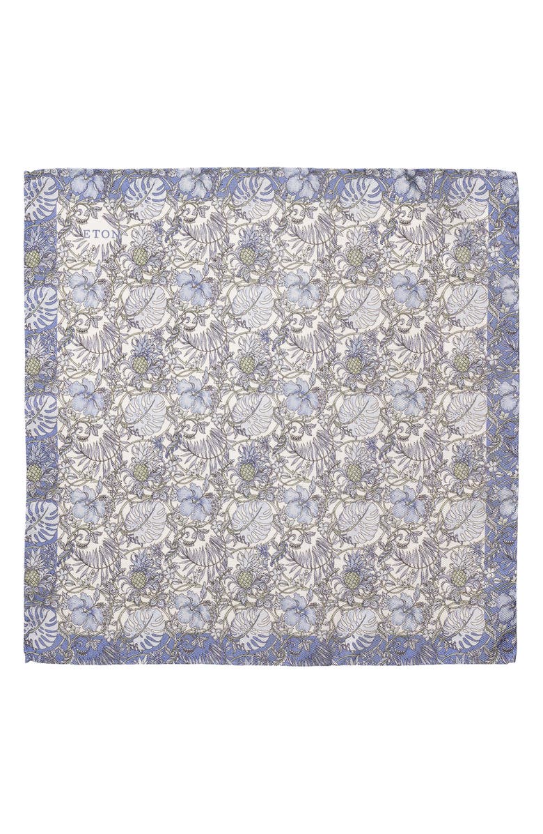 Eton Light Blue Tropical Oxford Silk Pocket Square, Alternate, color, Light Blue