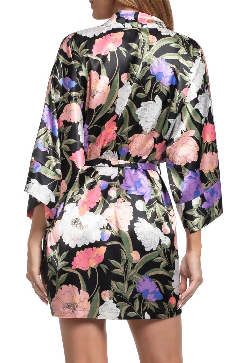 Harriet Floral Satin Wrap, Alternate, color, BLACK