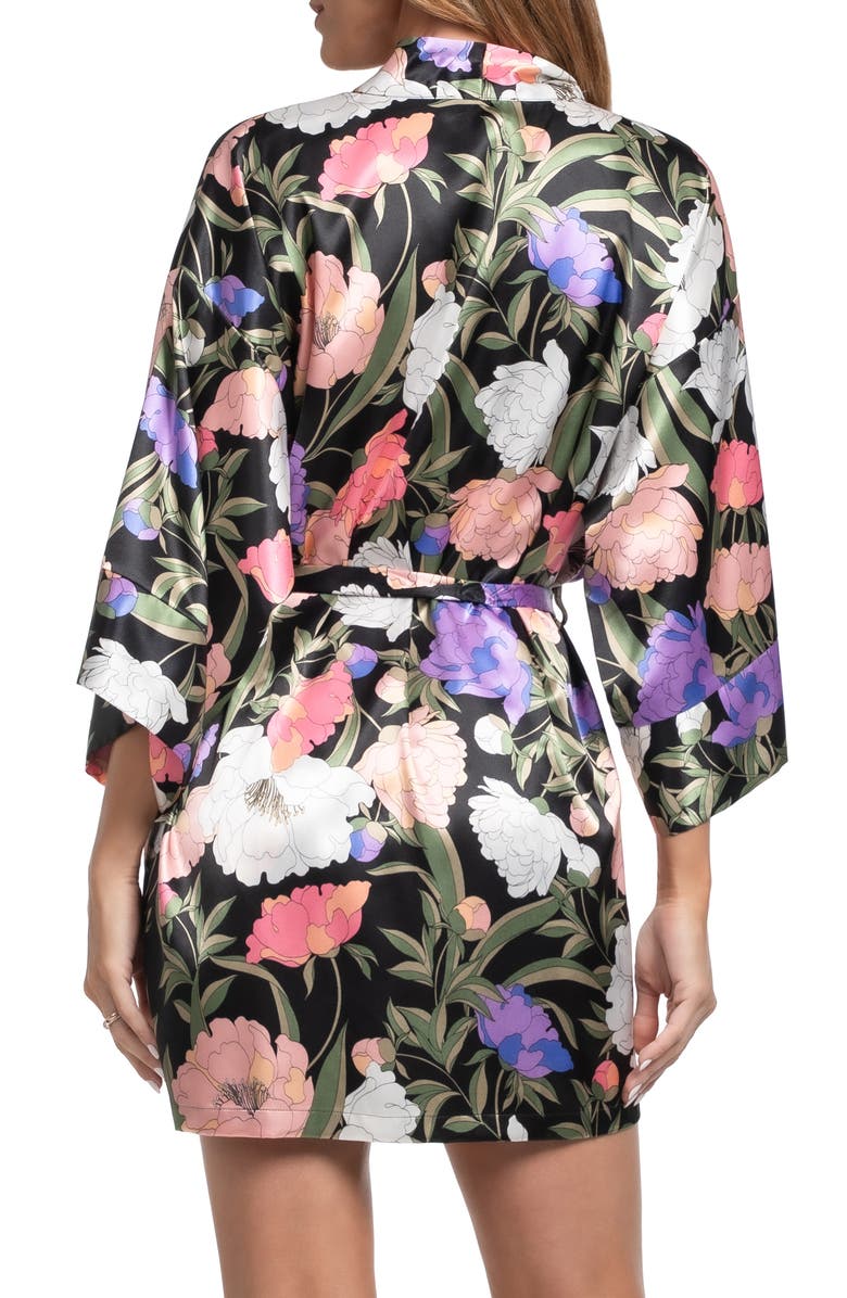 In Bloom by Jonquil Harriet Floral Satin Wrap, Alternate, color, Black