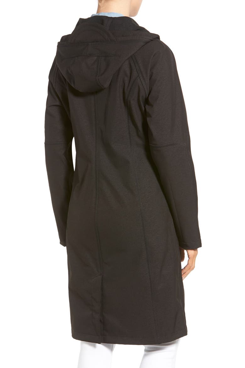Long Hooded Raincoat, Alternate, color, BLACK