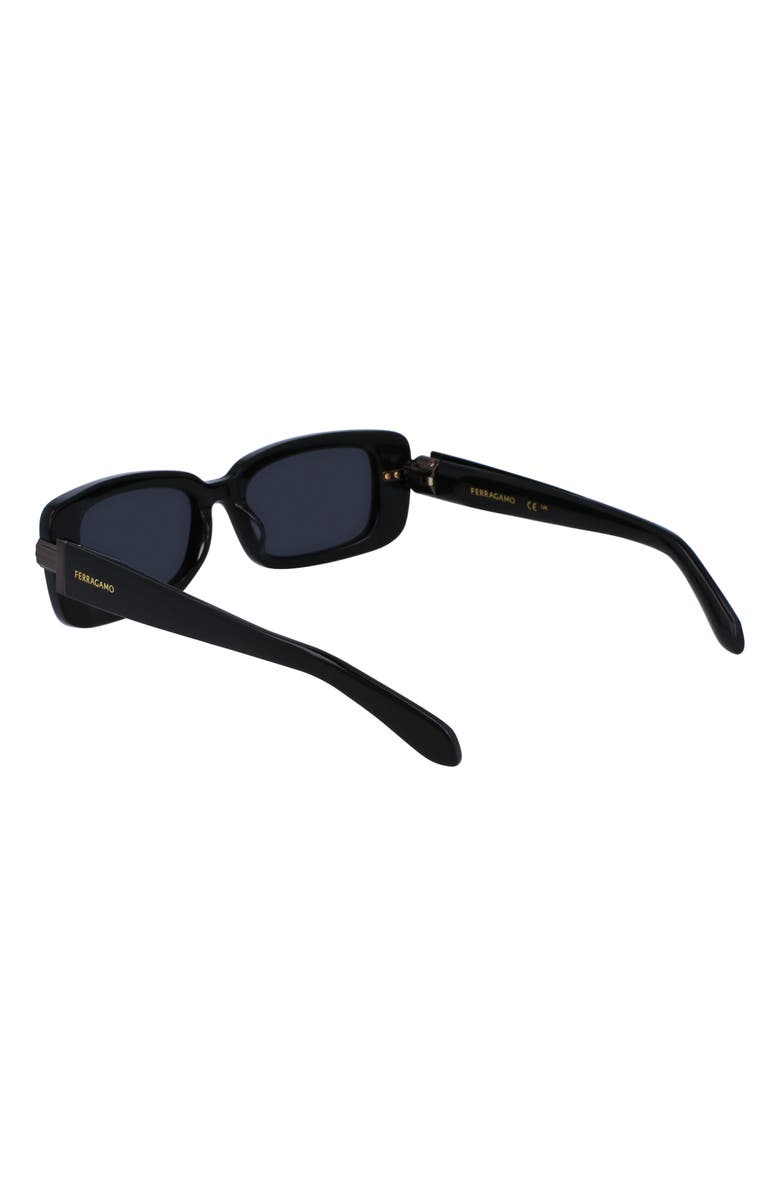 FERRAGAMO Gancini Evolution 52mm Rectangular Sunglasses, Alternate, color, Black