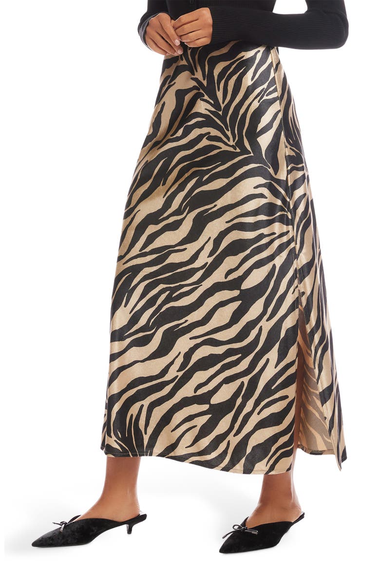 Evy Zebra Print Bias Cut Skirt, Alternate, color, ZEBRA