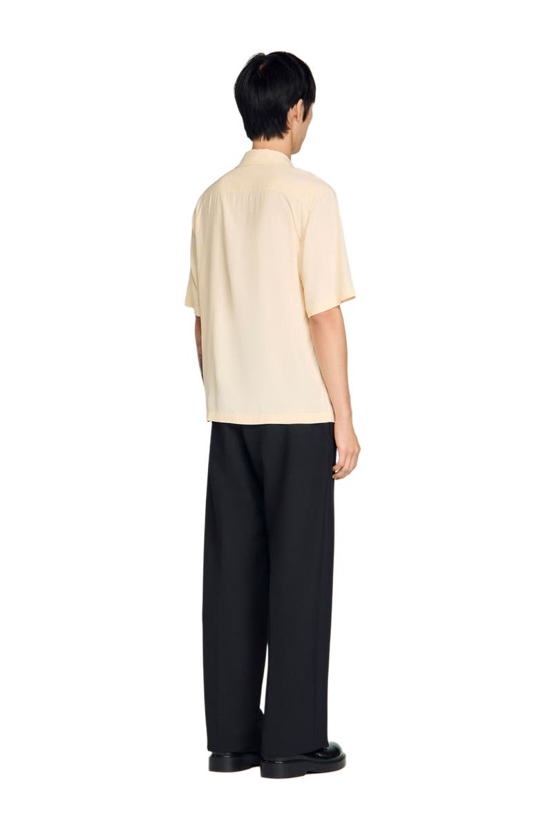 SANDRO Embroidered horse loose-fit shirt, Alternate, color, Butter Cream