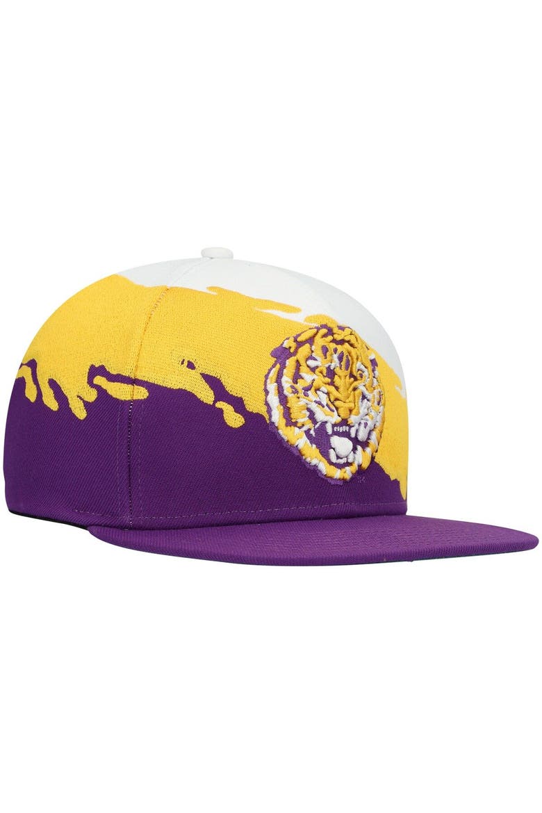 Men's Mitchell & Ness Purple/White LSU Tigers Paintbrush Snapback Hat, Alternate, color, Purple