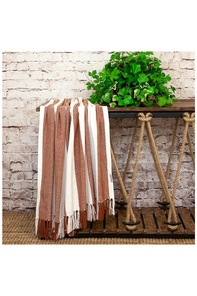 Archee Fringe Throw Blanket, Alternate, color, RUST