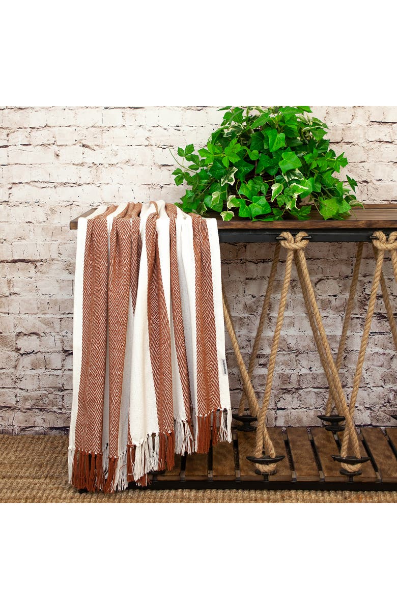 PARKLAND COLLECTION Archee Fringe Throw Blanket, Alternate, color, Rust