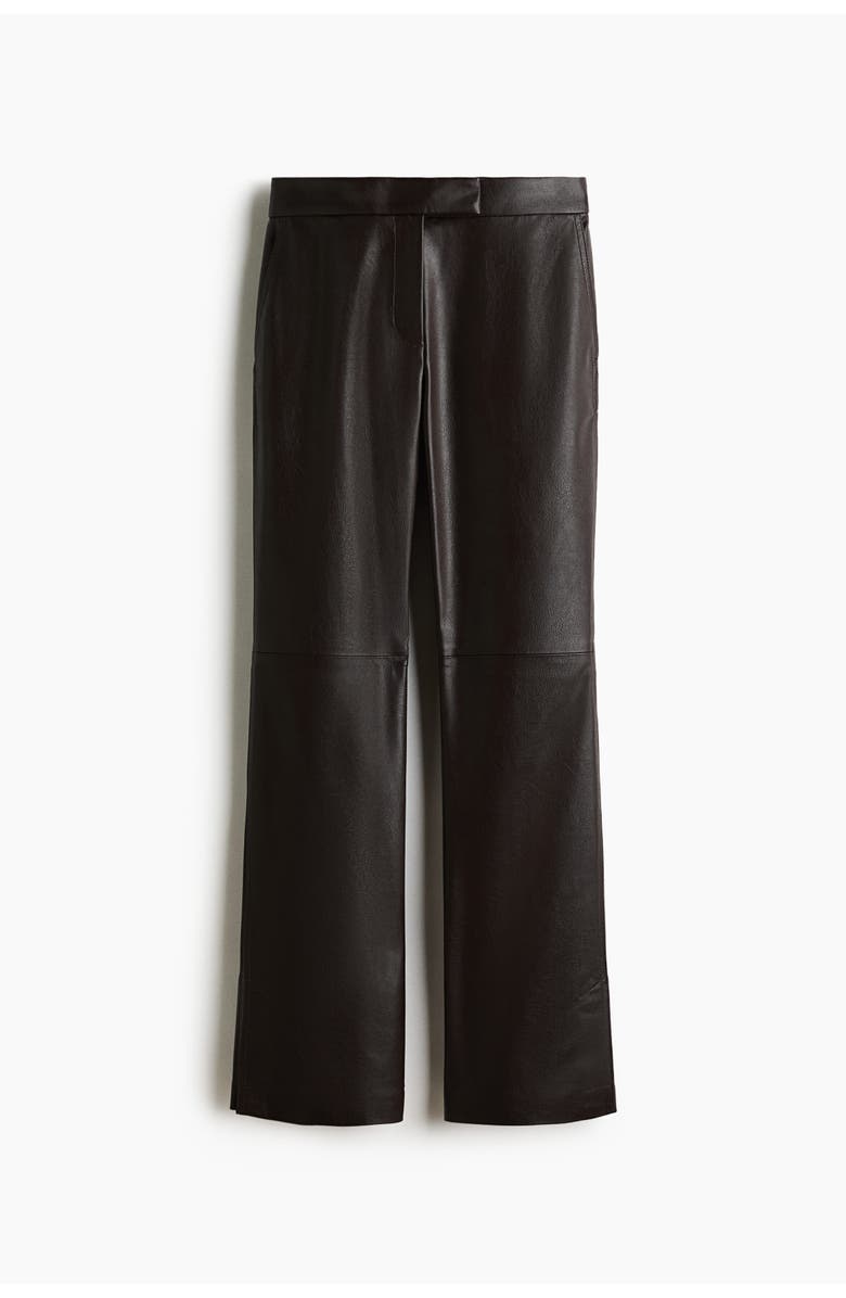 H&M Coated Bootcut Trousers, Main, color, Dark Brown