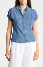 ELIE ELIE TAHARI Short Sleeve Denim Shirt