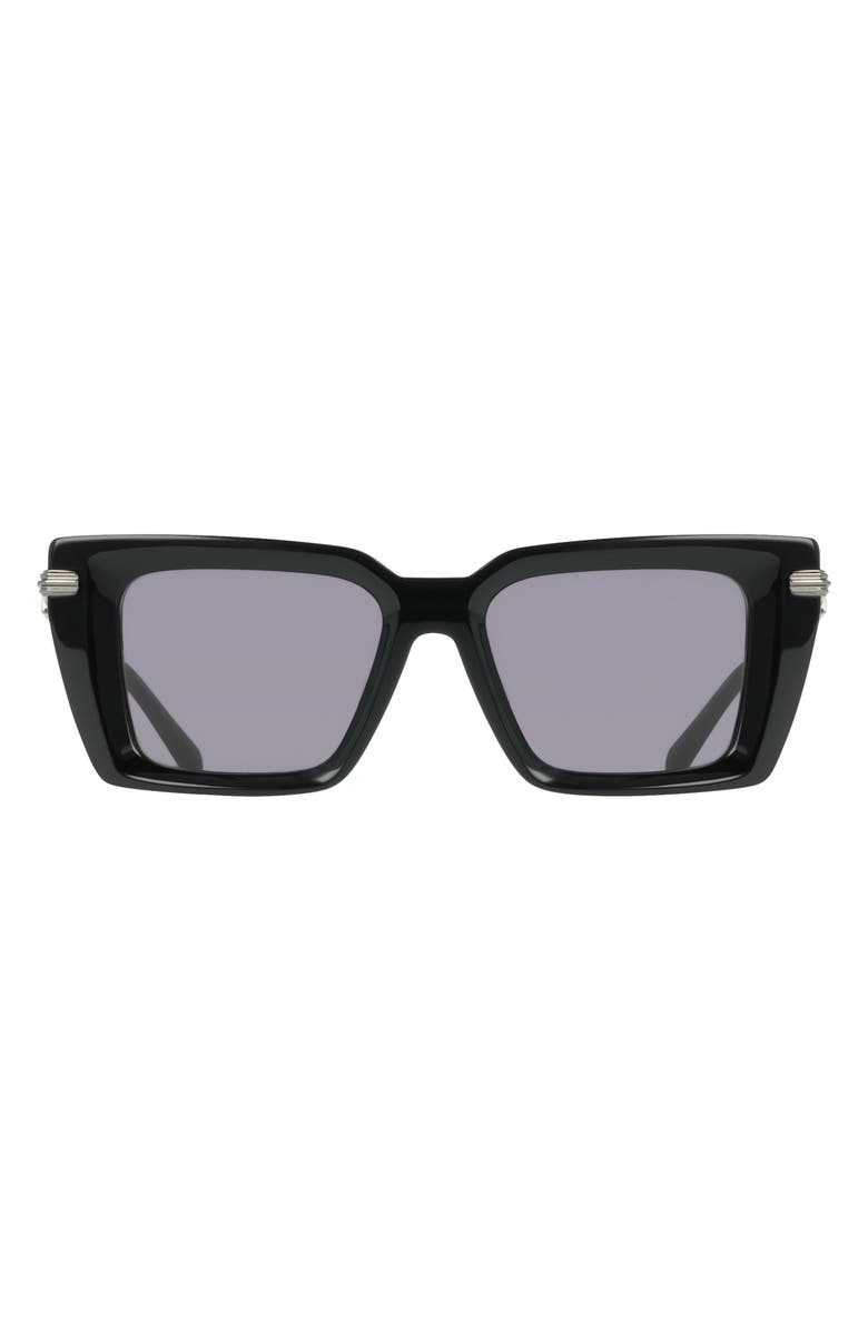 FERRAGAMO 52mm Rectangular Sunglasses, Main, color, Black