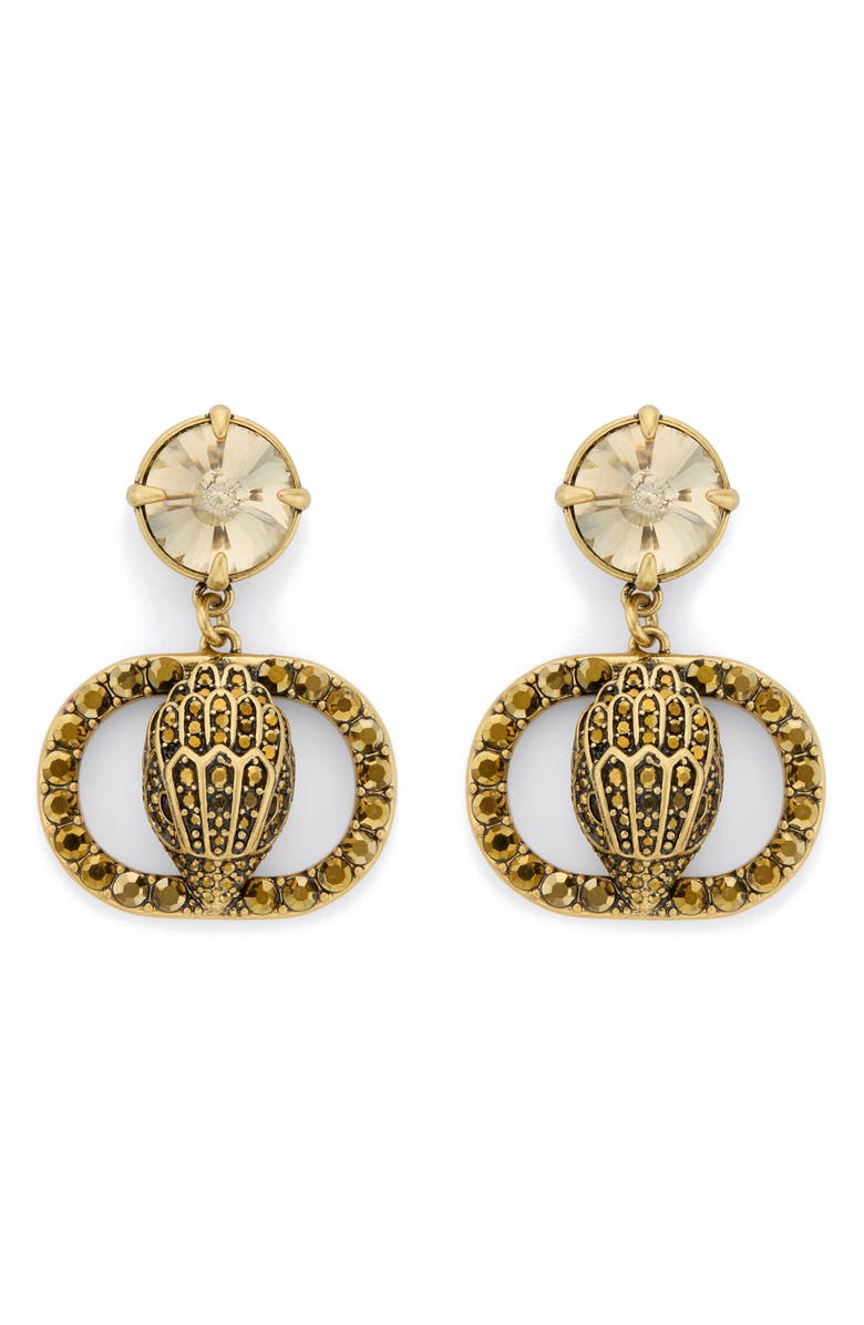 Kurt Geiger London Chelsea Eagle Crystal Drop Earrings, Main, color, Brass