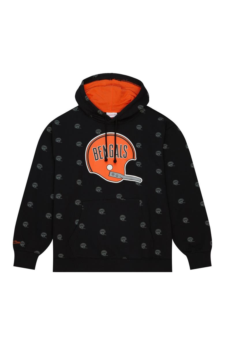 Mitchell & Ness Men's Mitchell & Ness Black Cincinnati Bengals Allover Print Fleece Pullover Hoodie, Alternate, color, Black