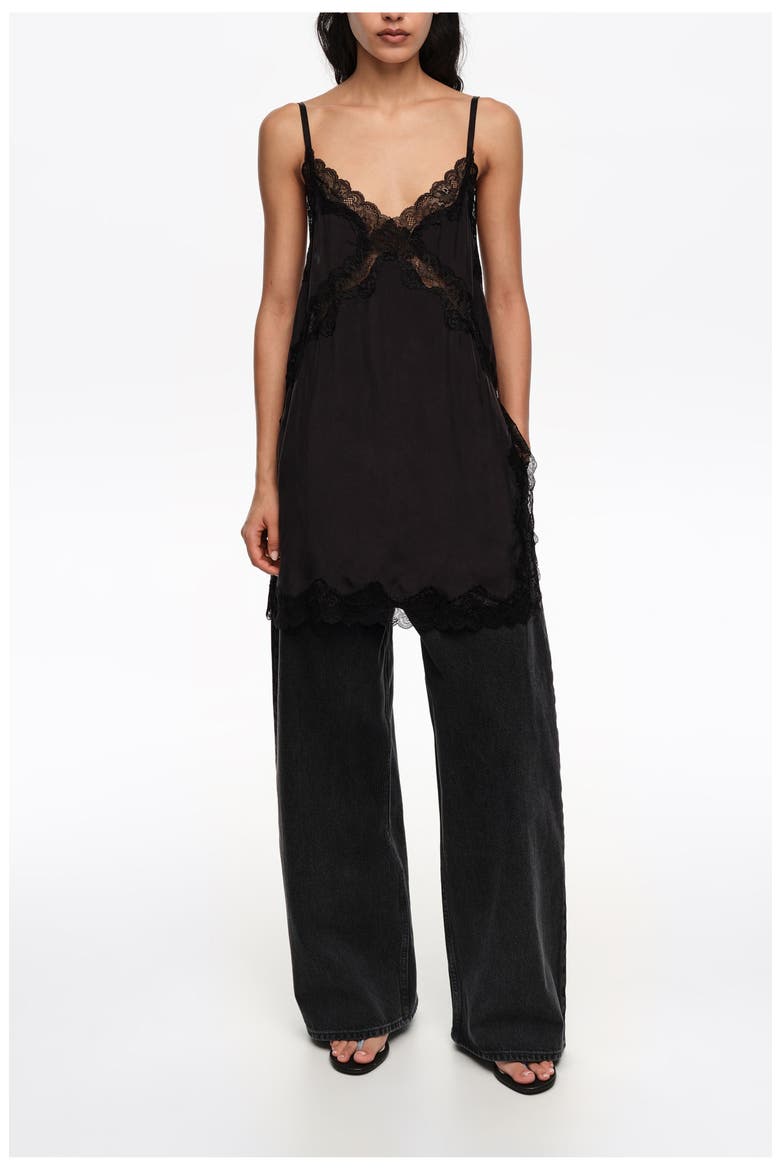 WIDE LEG - Washed Denim Trousers, Main, color, WASHED BLACK