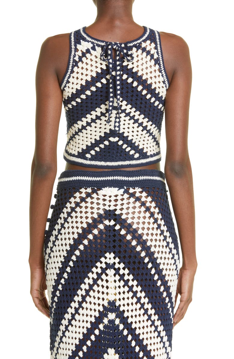 Zimmermann Chintz Cotton Crochet Crop Top, Alternate, color, 