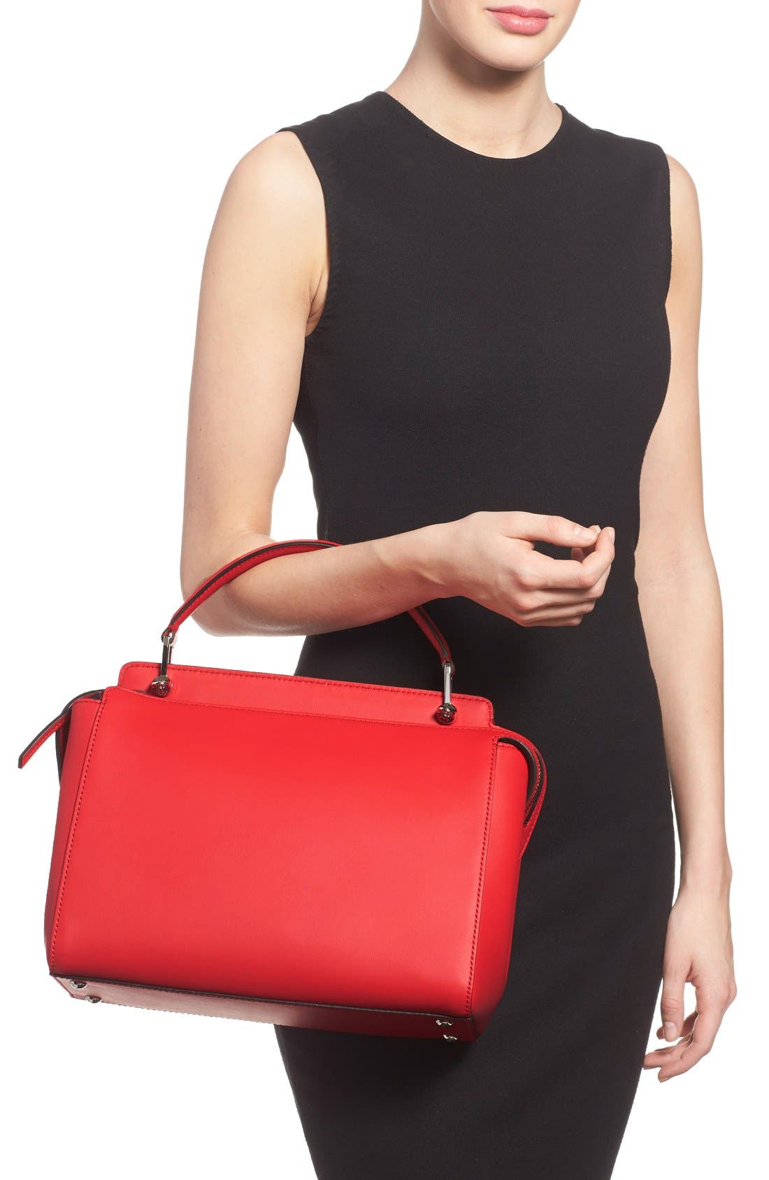 Fendi 'DOTCOM' Leather Satchel, Alternate, color, 