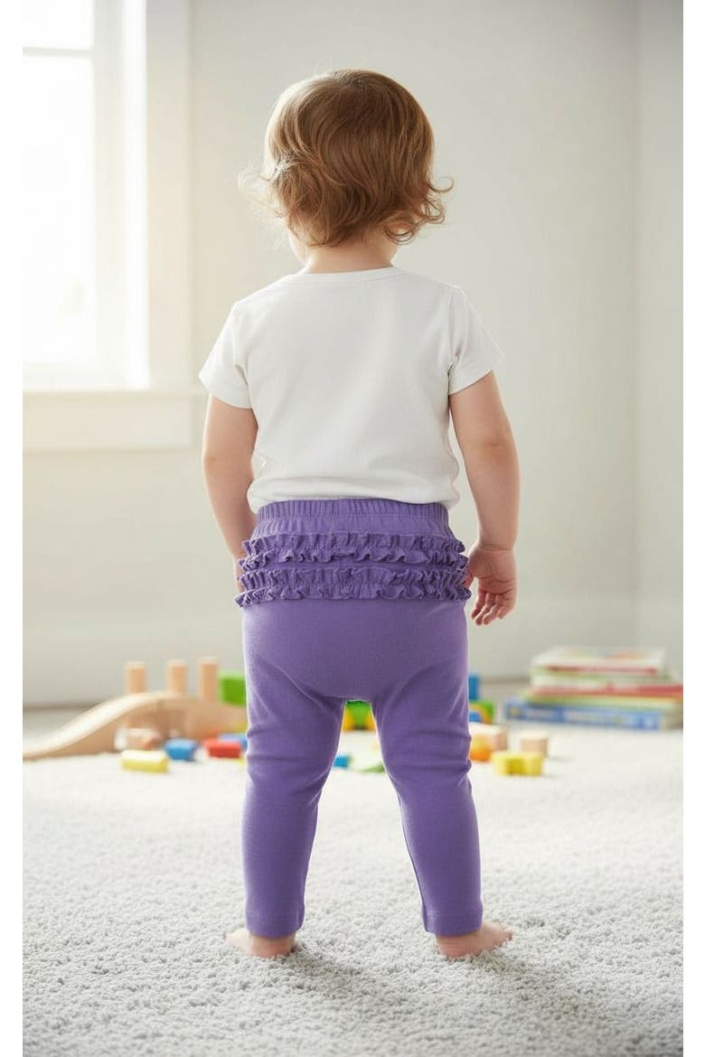 Baby Girl Ruffle Butt Soft 100% Cotton Leggings, Alternate, color, Navy