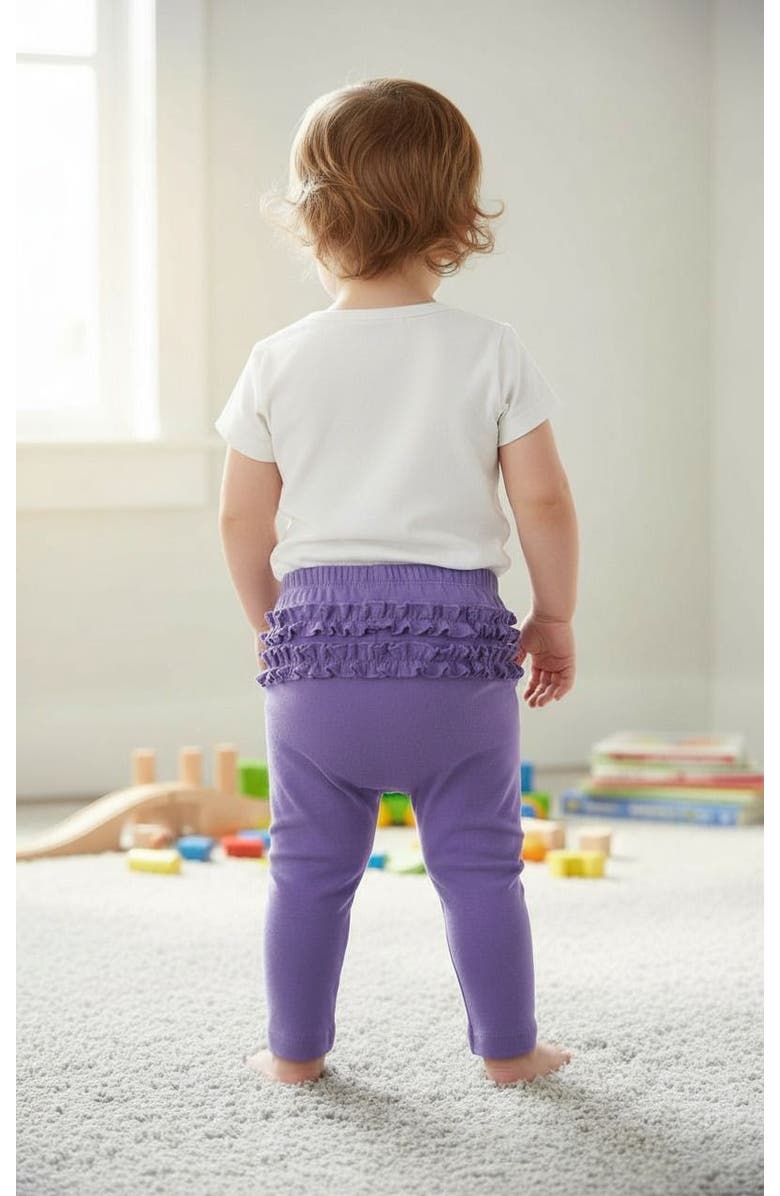 CITY THREADS Baby Girl Ruffle Butt Soft Cotton Leggings, Alternate, color, Black
