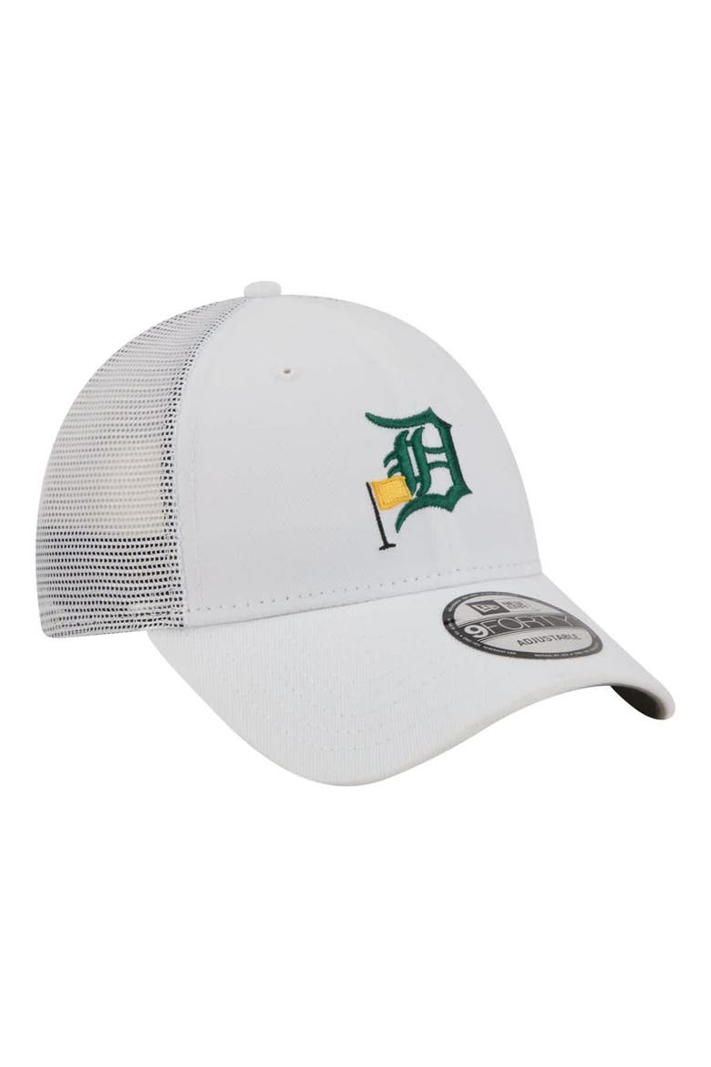 Men's New Era  White Detroit Tigers Flag 9FORTY Trucker Adjustable Hat, Alternate, color, White