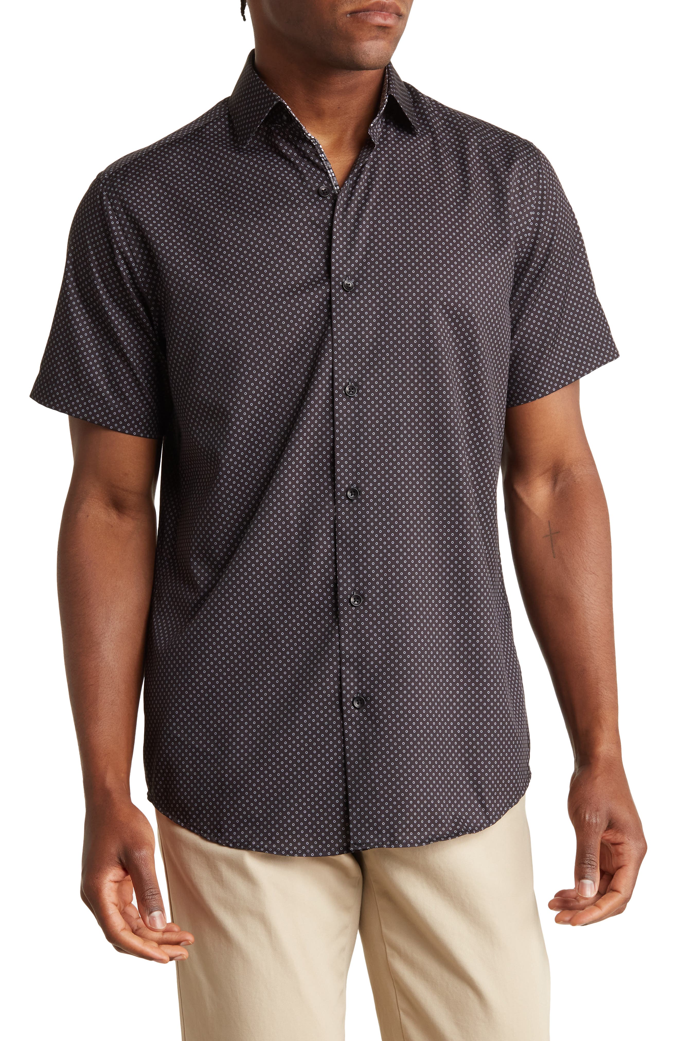 Slim Fit Performance Short Sleeve Button-Up Shirt